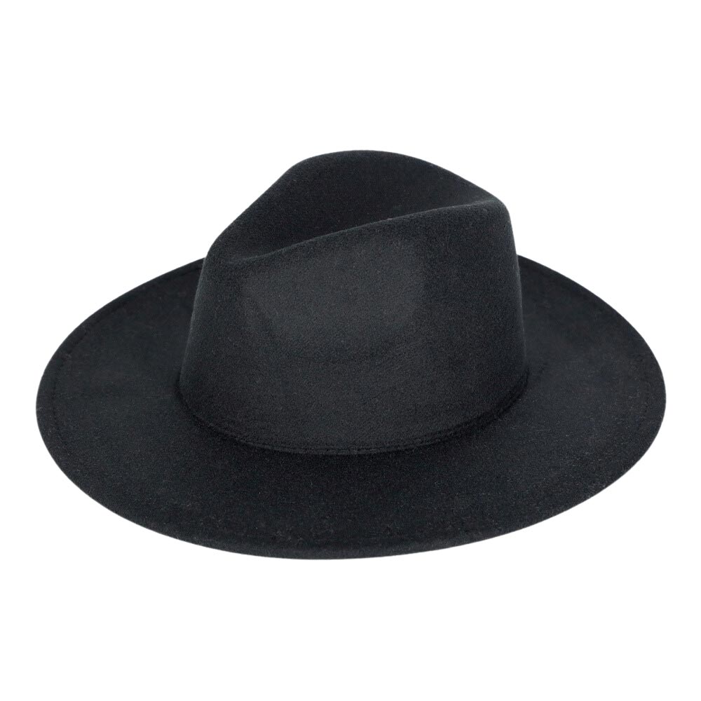 Solid Color Classic Wide Brim Fedora Hat