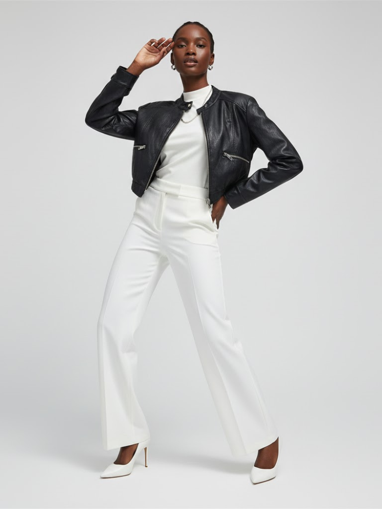 Black Vegan Leather Cropped Biker Jacket ELIZABETH: New Colección COUTURE in NOLITA - BYMANYC ® New York-1