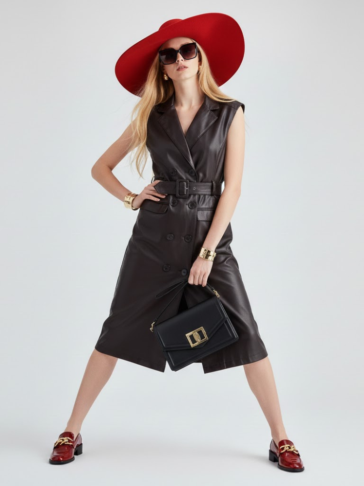 Black Vegan Leather Long Vest MOTT: New Colección COUTURE in NOLITA - BYMANYC ® New York-0