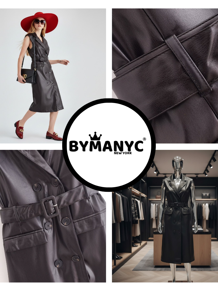 Black Vegan Leather Long Vest MOTT: New Colección COUTURE in NOLITA - BYMANYC ® New York-2