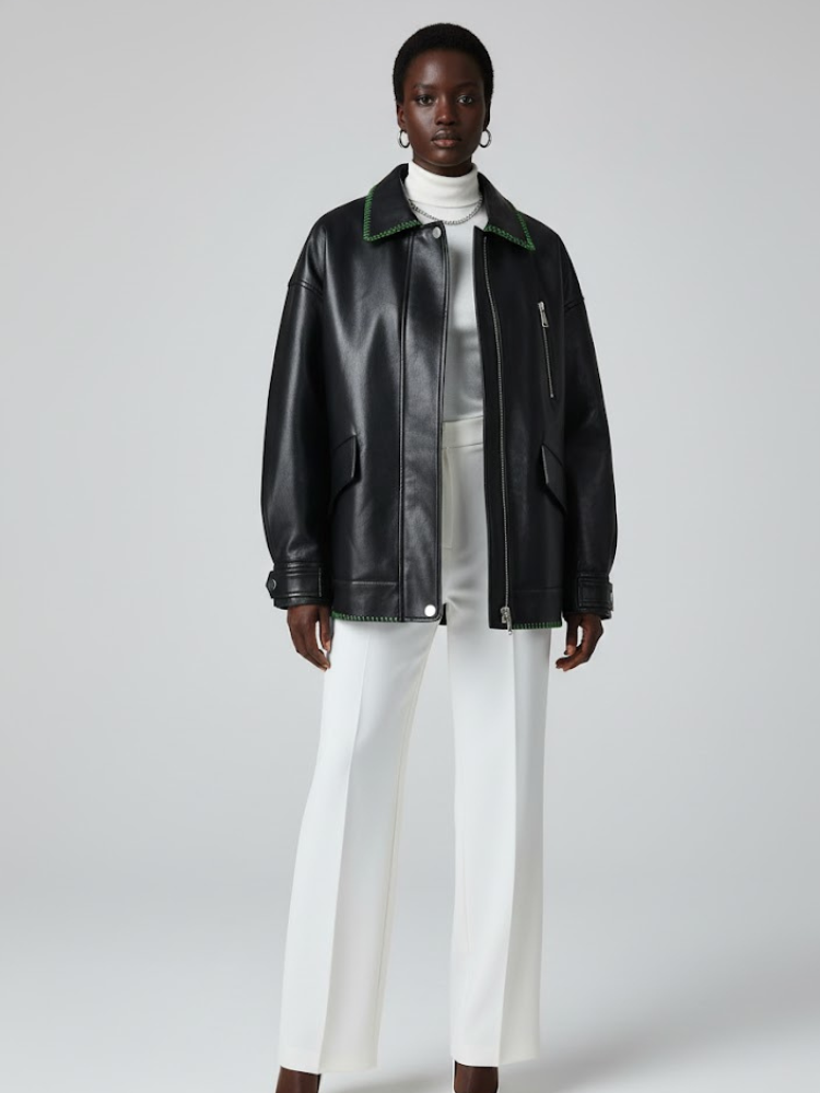 Black Vegan Leather Overshirt Jacket KENMARE: New Colección COUTURE in NOLITA - BYMANYC ® New York-1