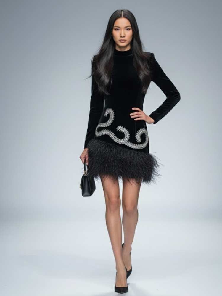 Black Velvet Mini Dress UPPER EAST SIDE: Prêt-à-Porter Line BYMANYC ® New York-1