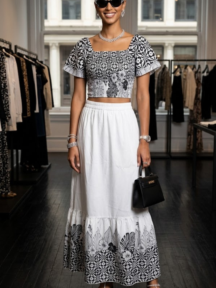 Black and White Geometric Print Two-Piece Set HUDSON New Collection FASHION BYMANYC ® New York-0