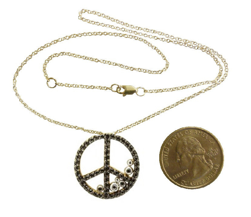 Peace in Abundance Pendant. Diamond Peace Symbol with Overflowing Diamond Dots . 18K gold-9