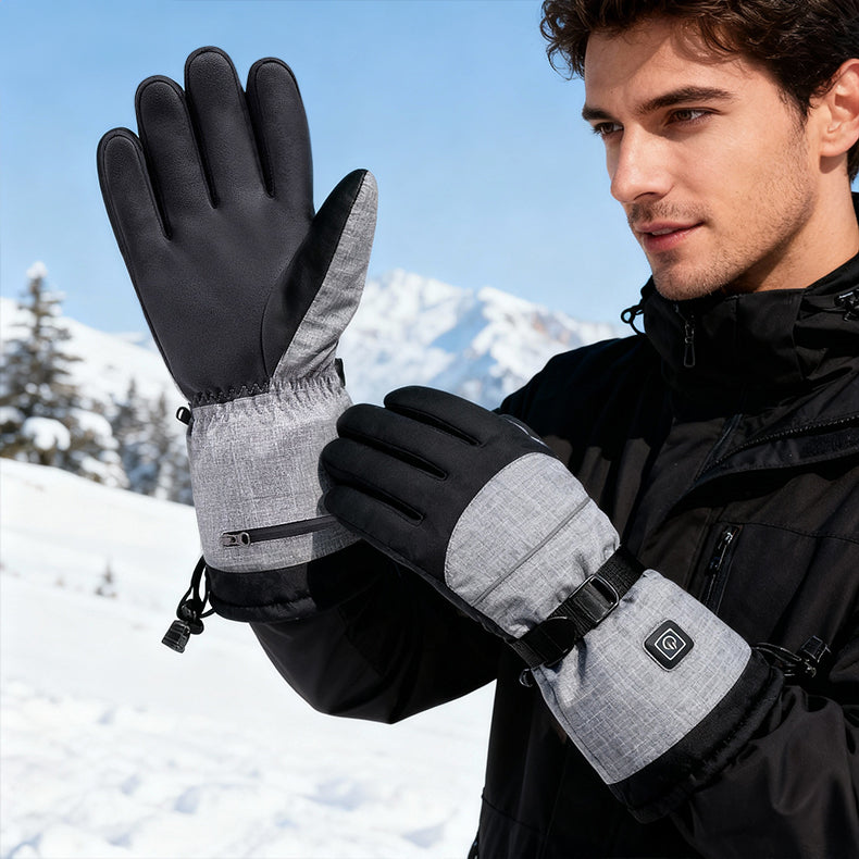 Electronic heat gloves for winter ski snow day