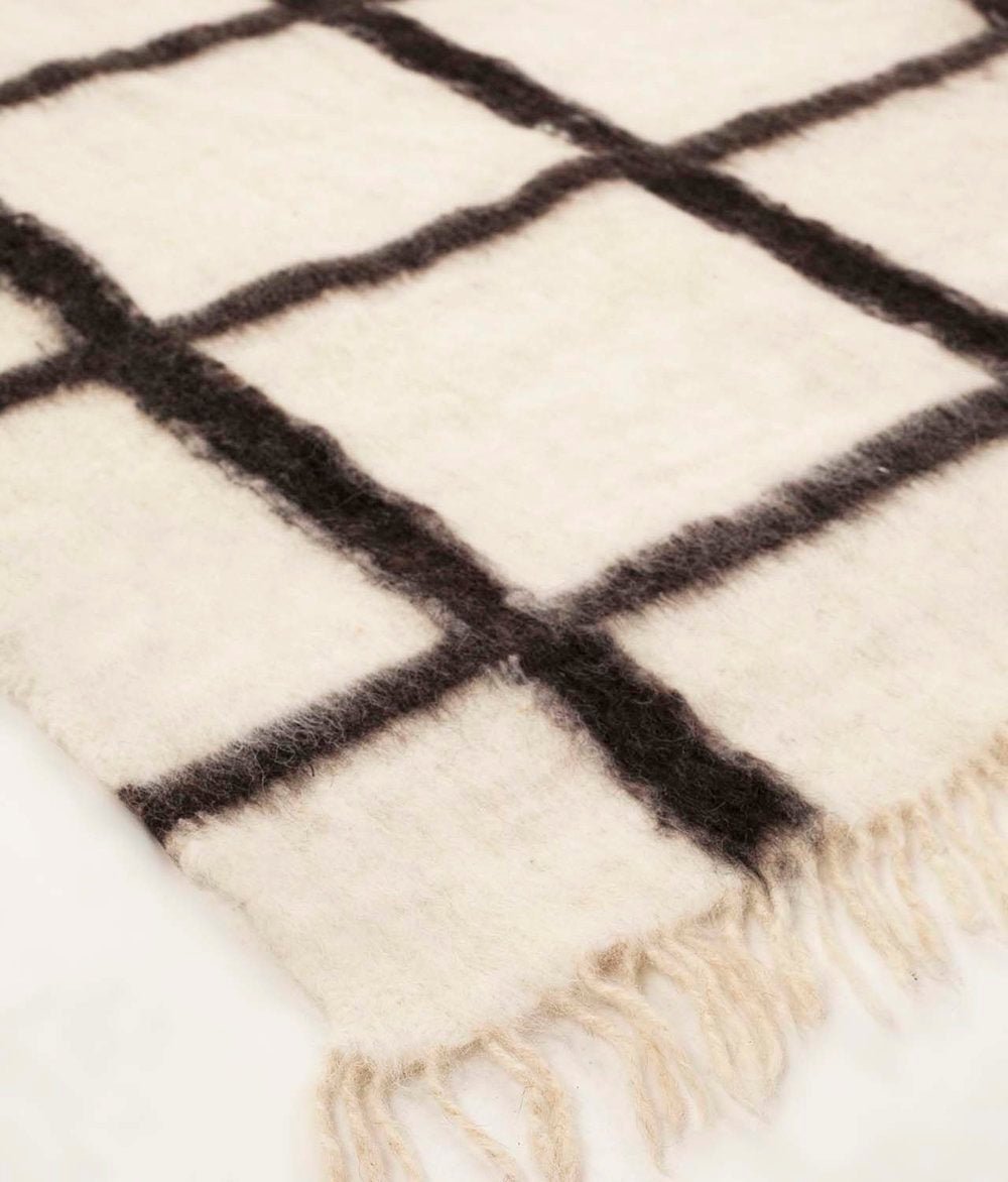 Backordered: Momos Grid Blanket- Natural White and Black