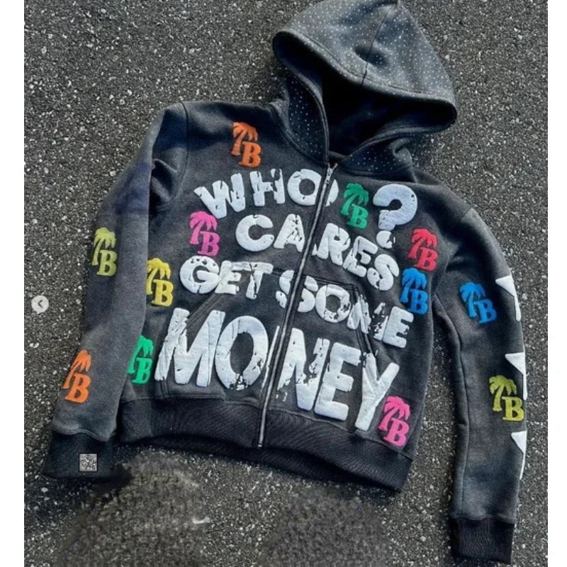 Black hoodie with colorful text and graphics on a textured surface Black hoodie with colorful text and graphics on a textured surface Black hoodie with colorful text and graphics on a textured surface