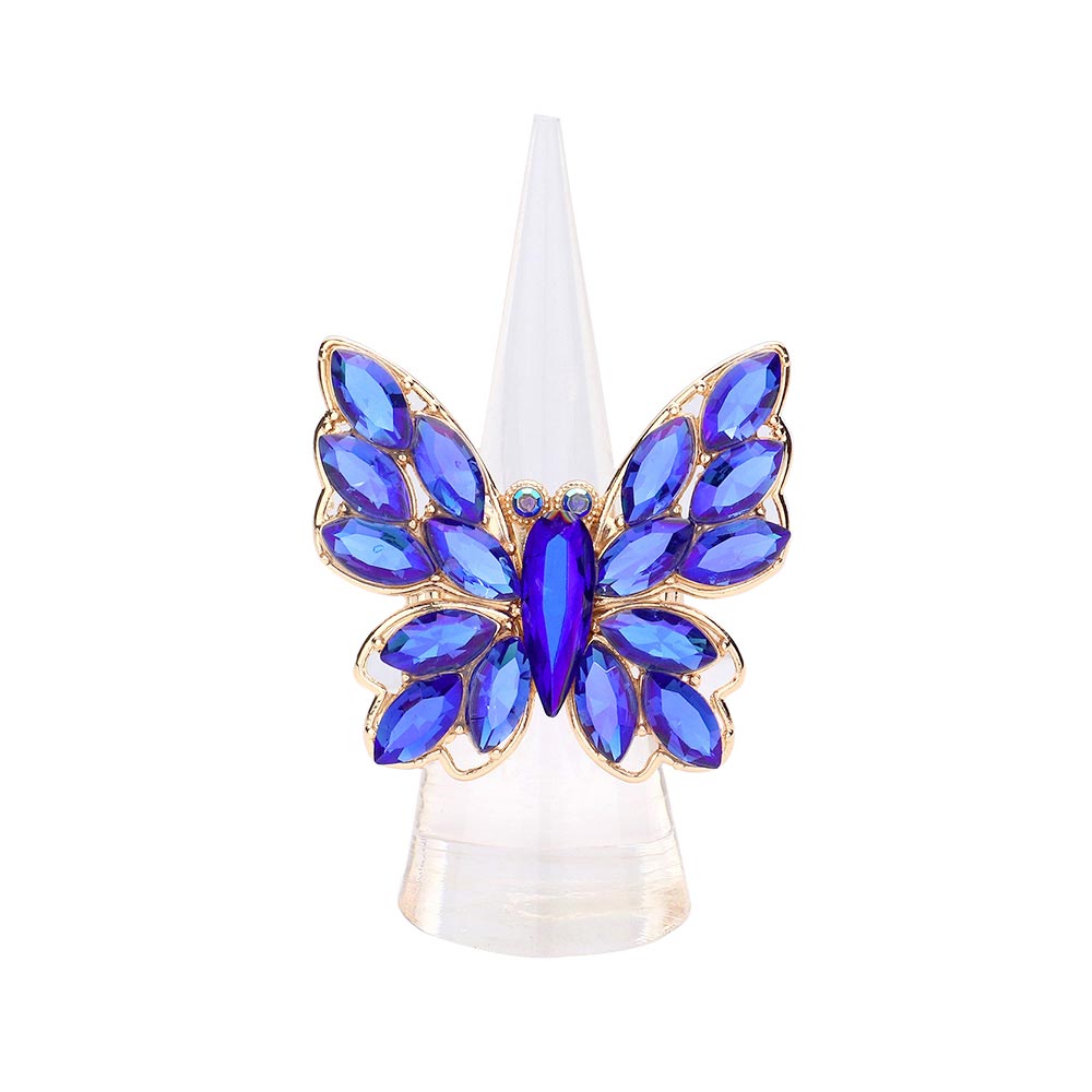 Marquise Stone Cluster Butterfly Stretch Ring
