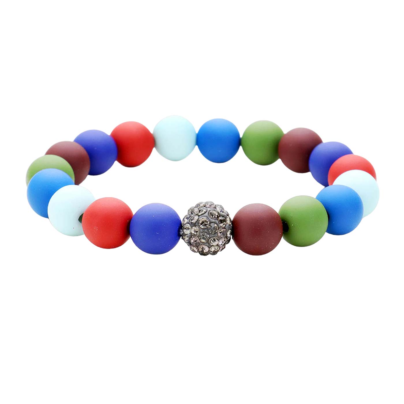 Colorful Shamballa Ball Rhinestone Stretch Bracelet