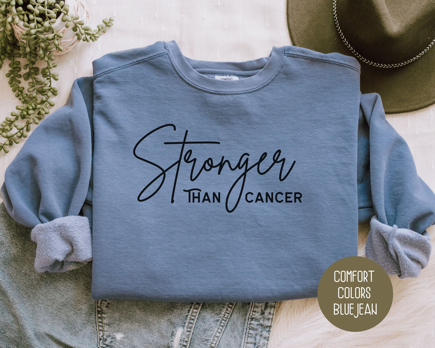 Stronger Than Cancer Comfort Colors Sweatshirt-1