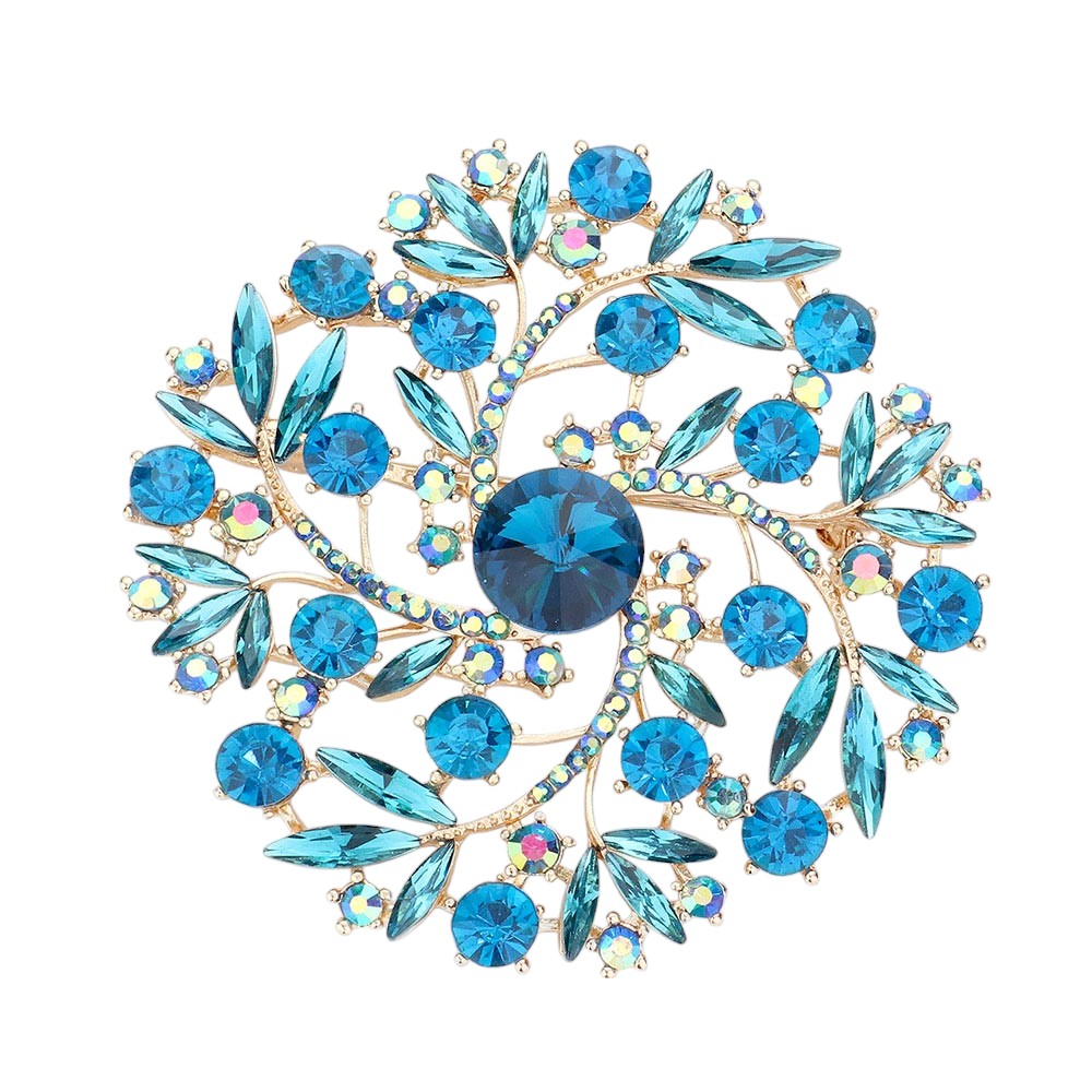 Pearl Rhinestone Embellished Flower Vine Brooch