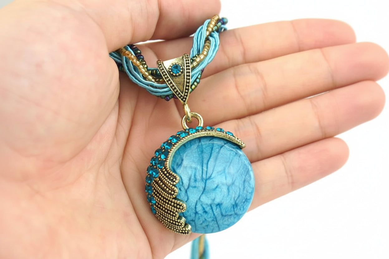Blue and gold bracelet turquoise necklace