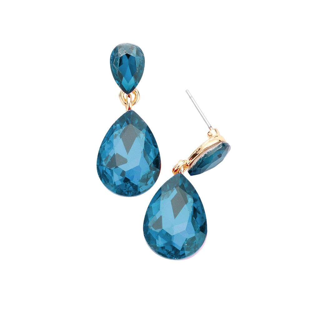 Glass Crystal Teardrop Dangle Earrings