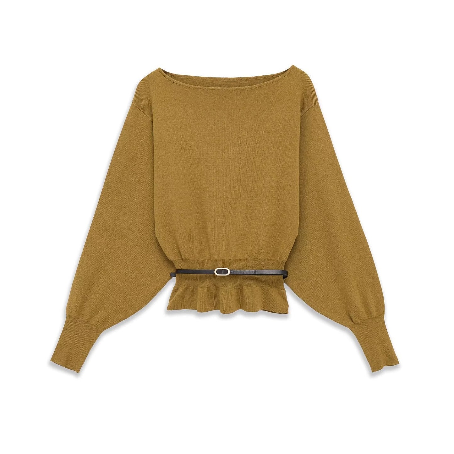 Boat Neck Knit Sweater With Belt TRIBECA New Collection FASHION BYMANYC ® New York-1