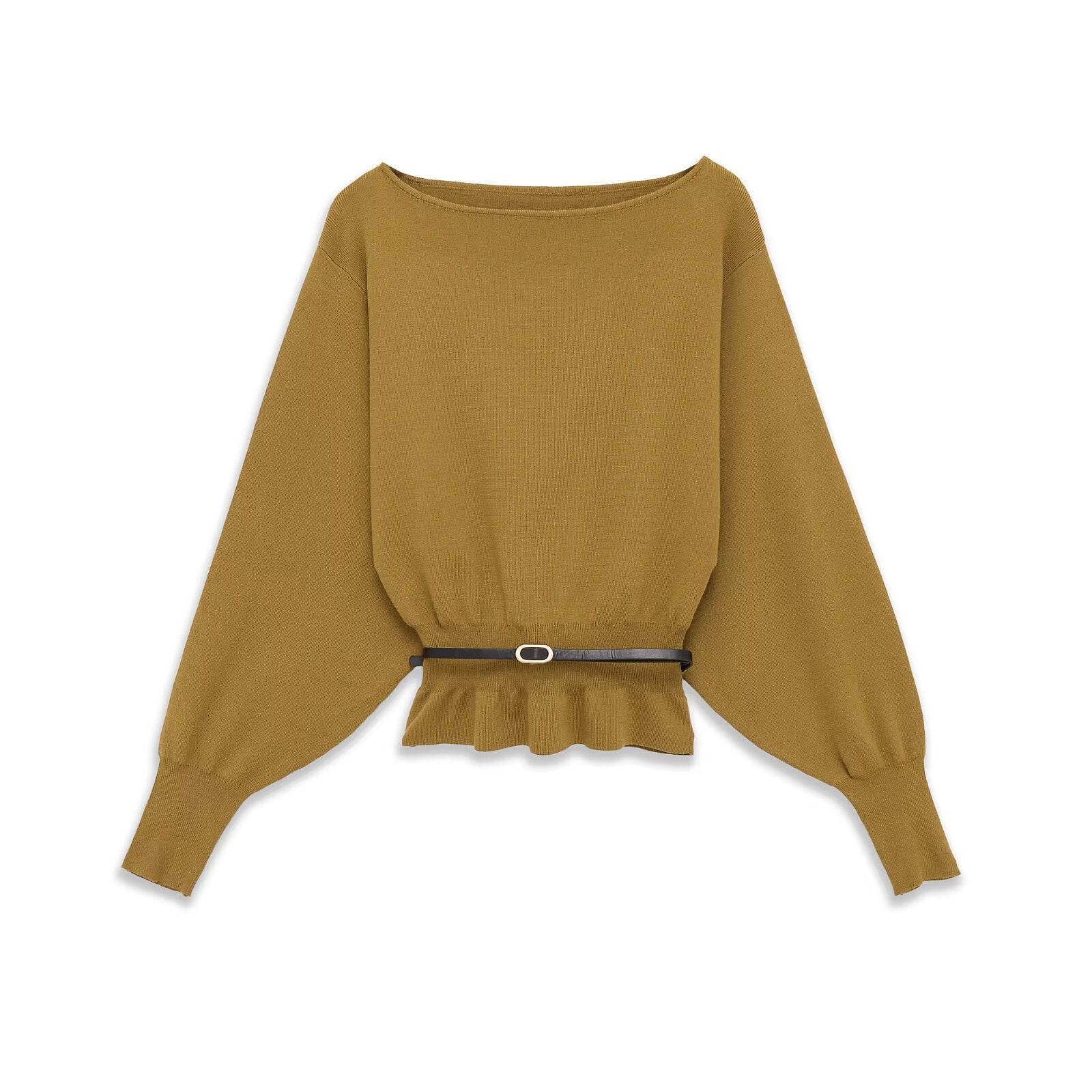 Boat Neck Knit Sweater With Belt TRIBECA New Collection FASHION BYMANYC ® New York-1