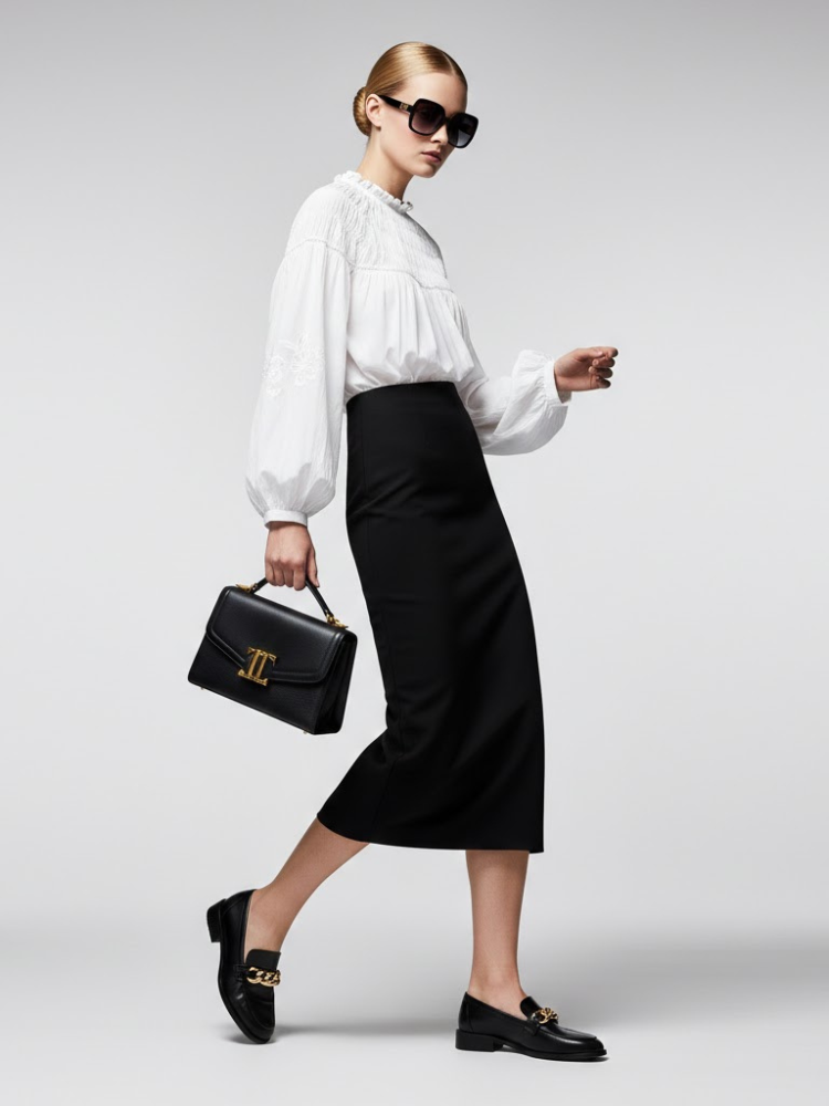 Bohemian White Cotton Blouse with Smocked Detail and Embroidery • BYMANYC ® New York-1