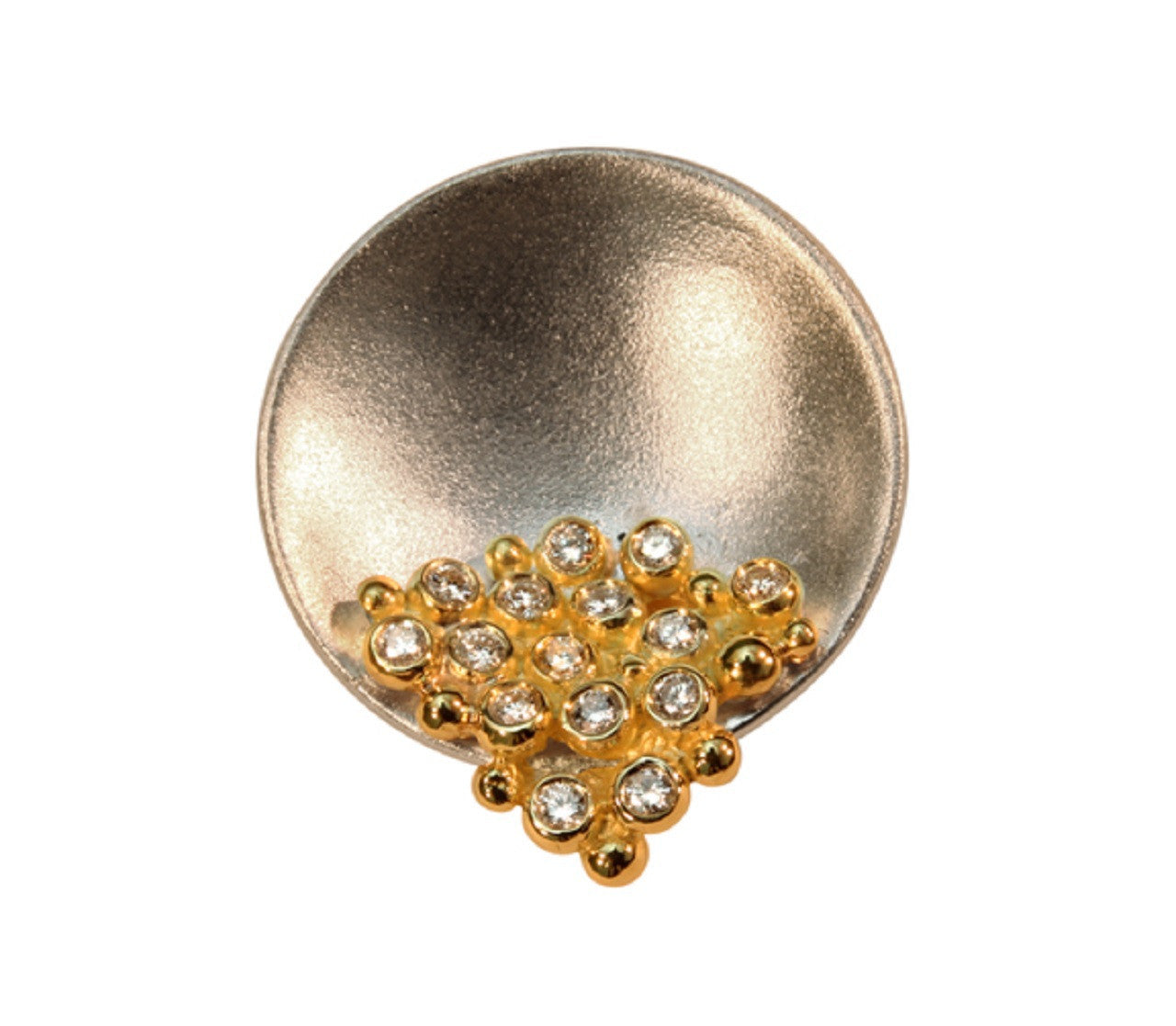 Bowl of Diamonds Necklace or pearl enhancer-large-solid 18K dots of diamonds, sterling silver bowl-0