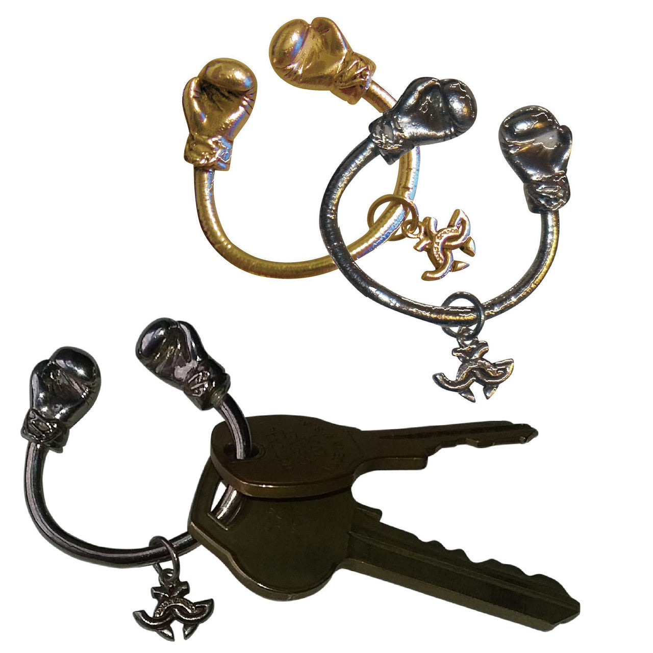 Boxing Glove Key Ring. 18K Gold. Fight for good, health, life & love.-0