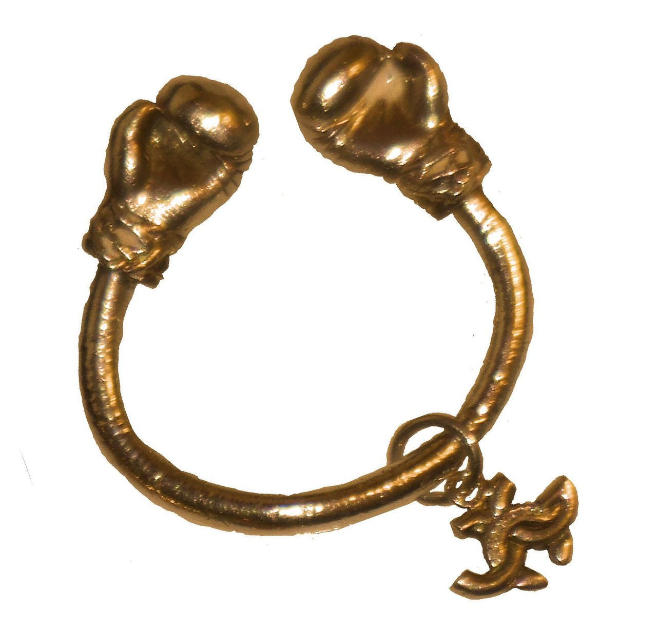 Boxing Glove Key Ring. 18K Gold. Fight for good, health, life & love.-1
