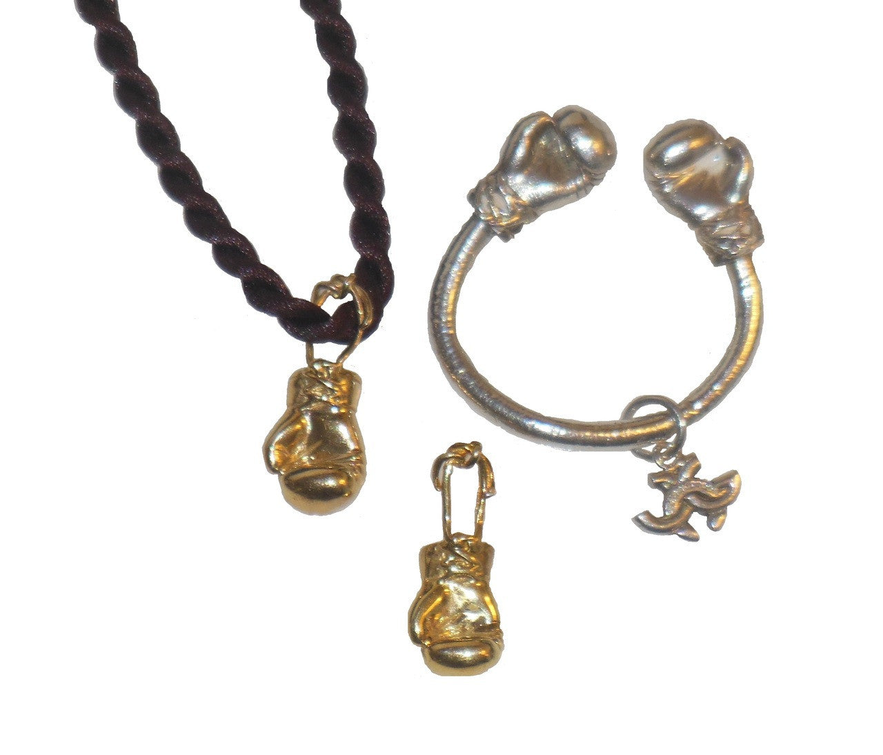 Boxing Glove Key Ring. 18K Gold. Fight for good, health, life & love.-5