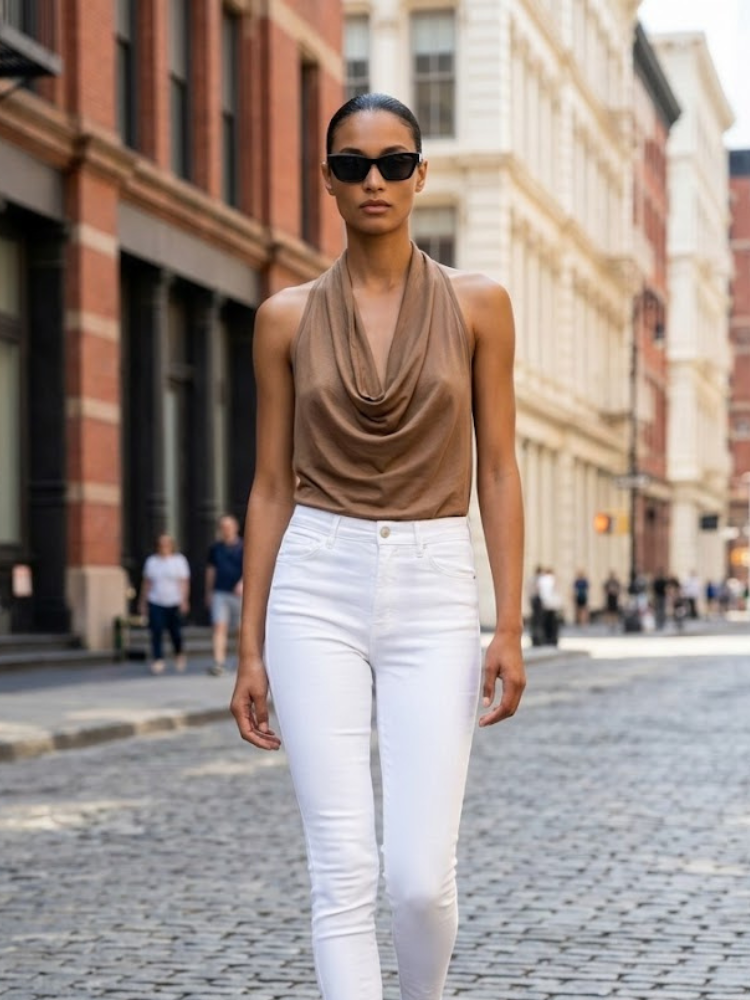 Brown MIDTOWN Halter Draped Top Prêt-à-Porter BYMANYC ® New York-1