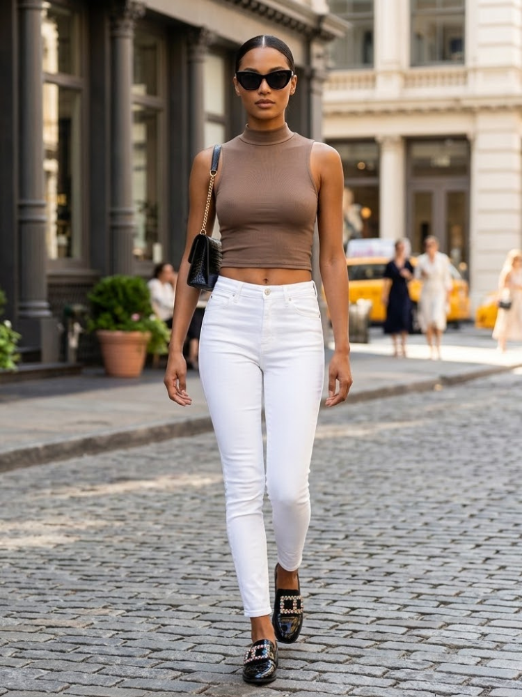Brown MURRAY Mock Neck Tank Top Prêt-à-Porter BYMANYC ® New York-1