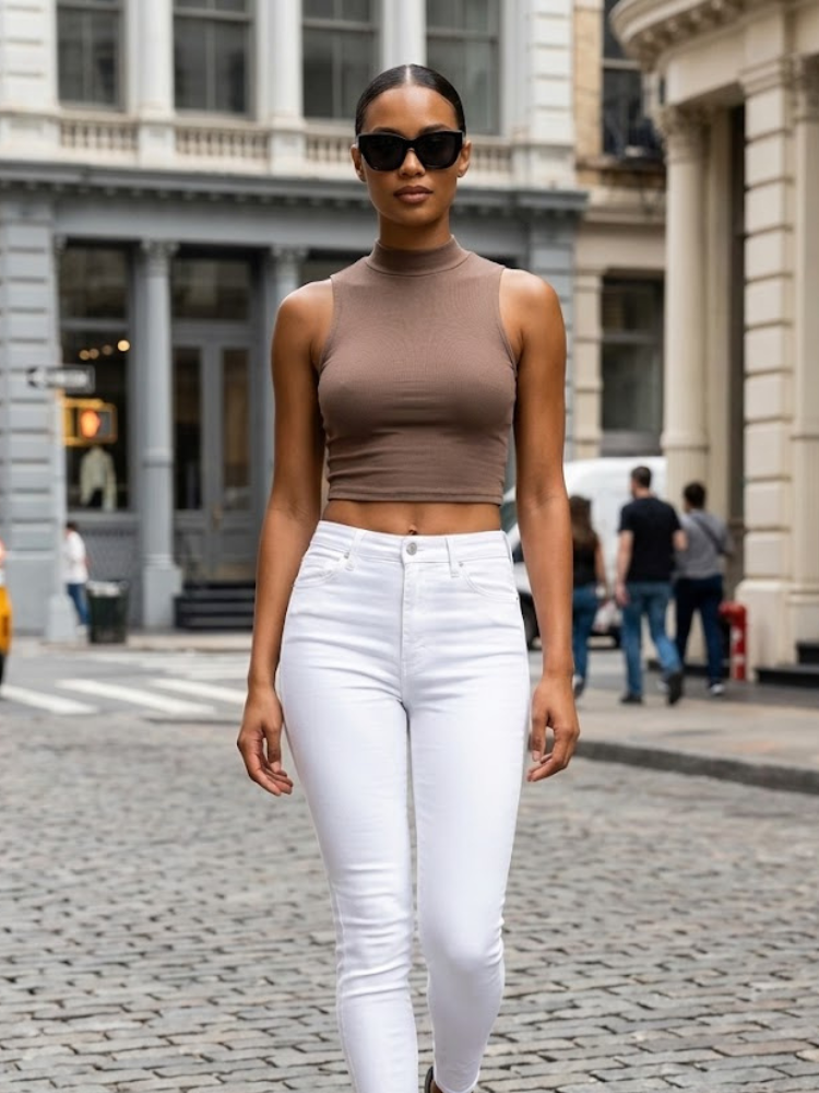 Brown MURRAY Mock Neck Tank Top Prêt-à-Porter BYMANYC ® New York-3