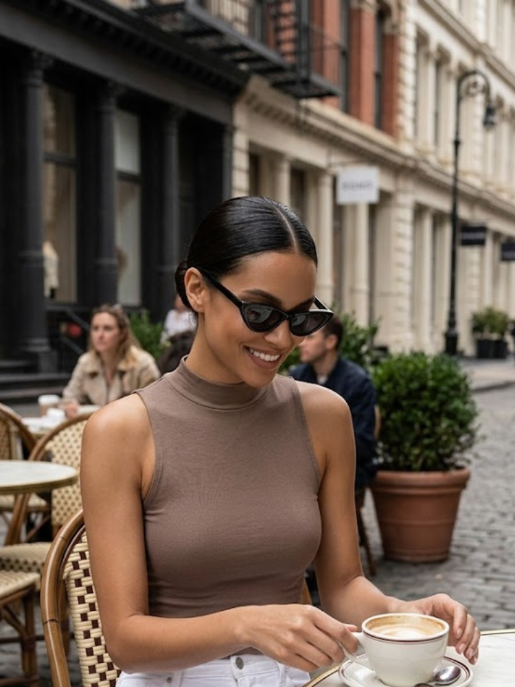 Brown MURRAY Mock Neck Tank Top Prêt-à-Porter BYMANYC ® New York-0