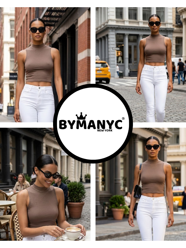 Brown MURRAY Mock Neck Tank Top Prêt-à-Porter BYMANYC ® New York-2