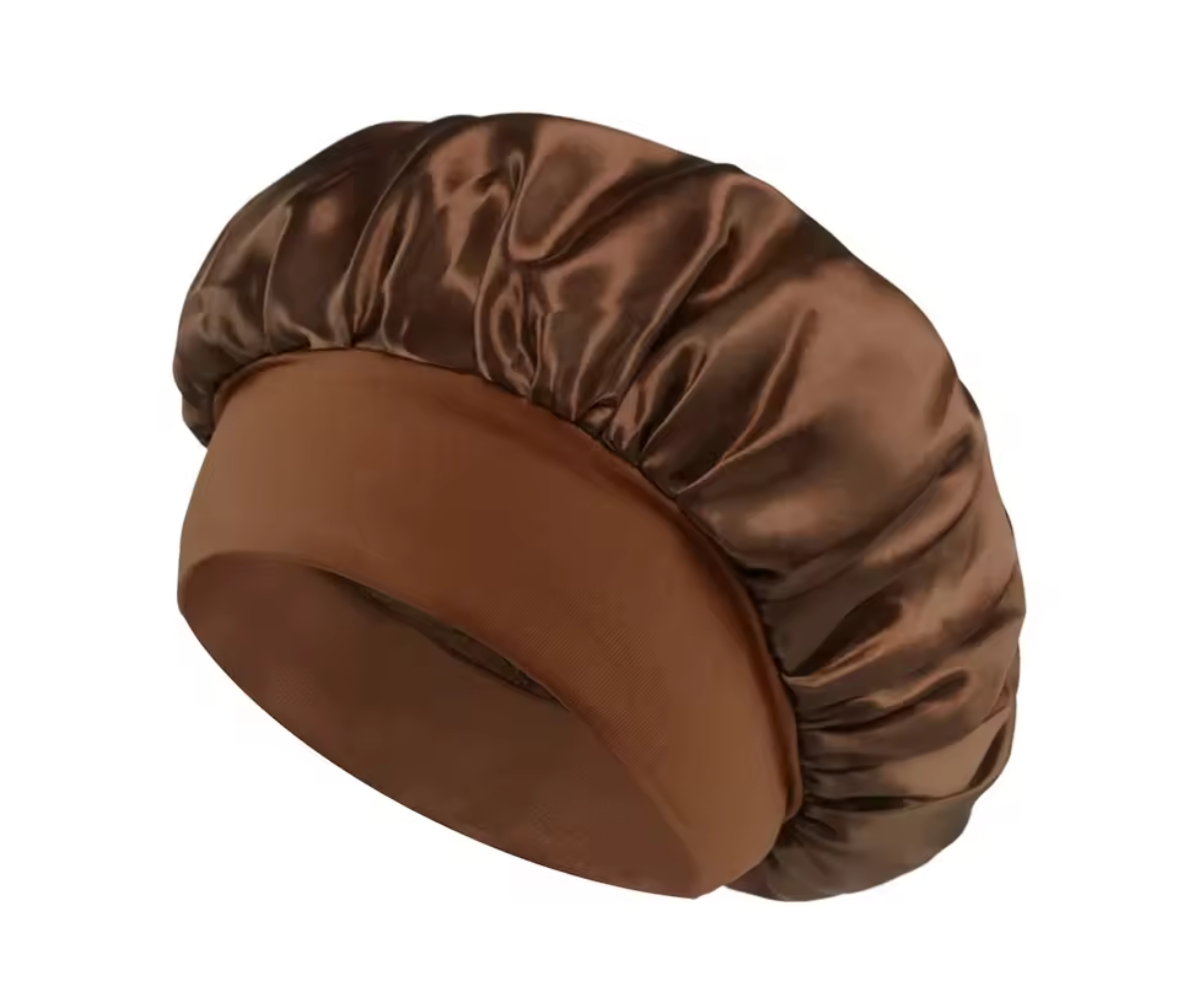 Brown satin hair cap  Brown satin hair cap Brown satin hair cap Brown satin hair cap Brown satin hair cap bonnet