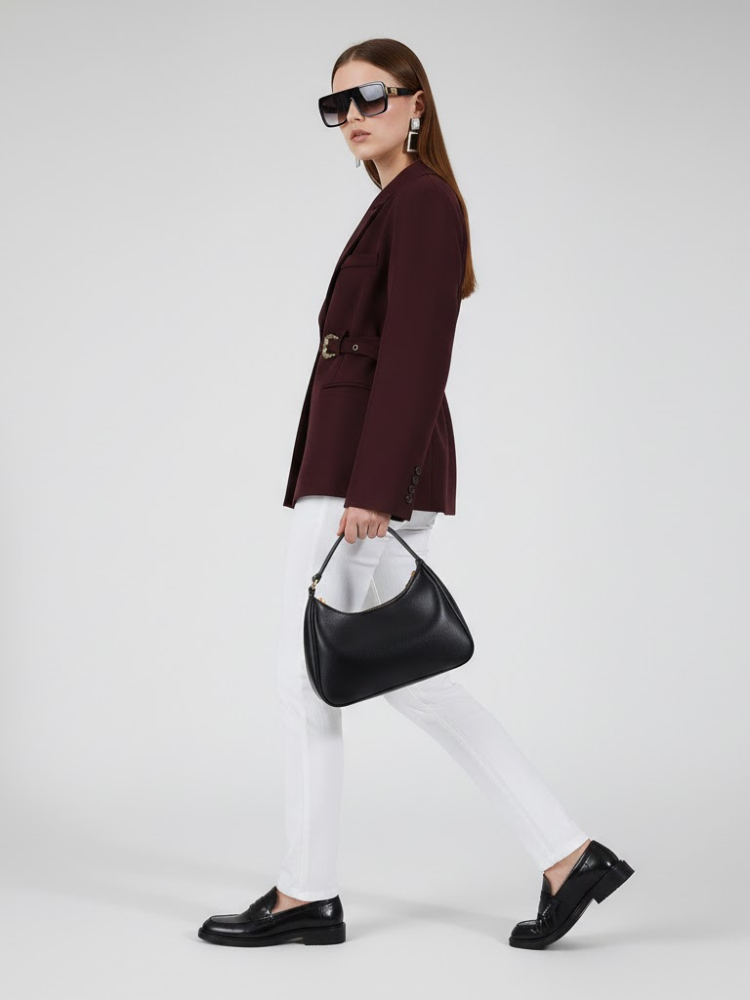 Burgundy Tailored Jacket with Buckle - RED HOOK: New Collection COUTURE in BROOKLYN - BYMANYC ® New York-1