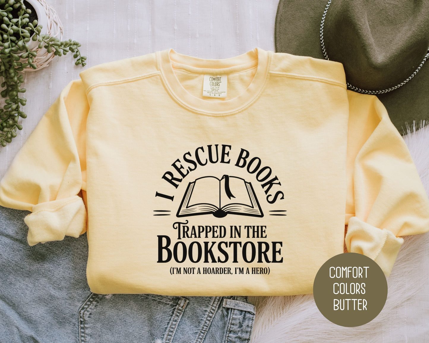 I Rescue Books from the Bookstore Comfort Colors Sweatshirt-1