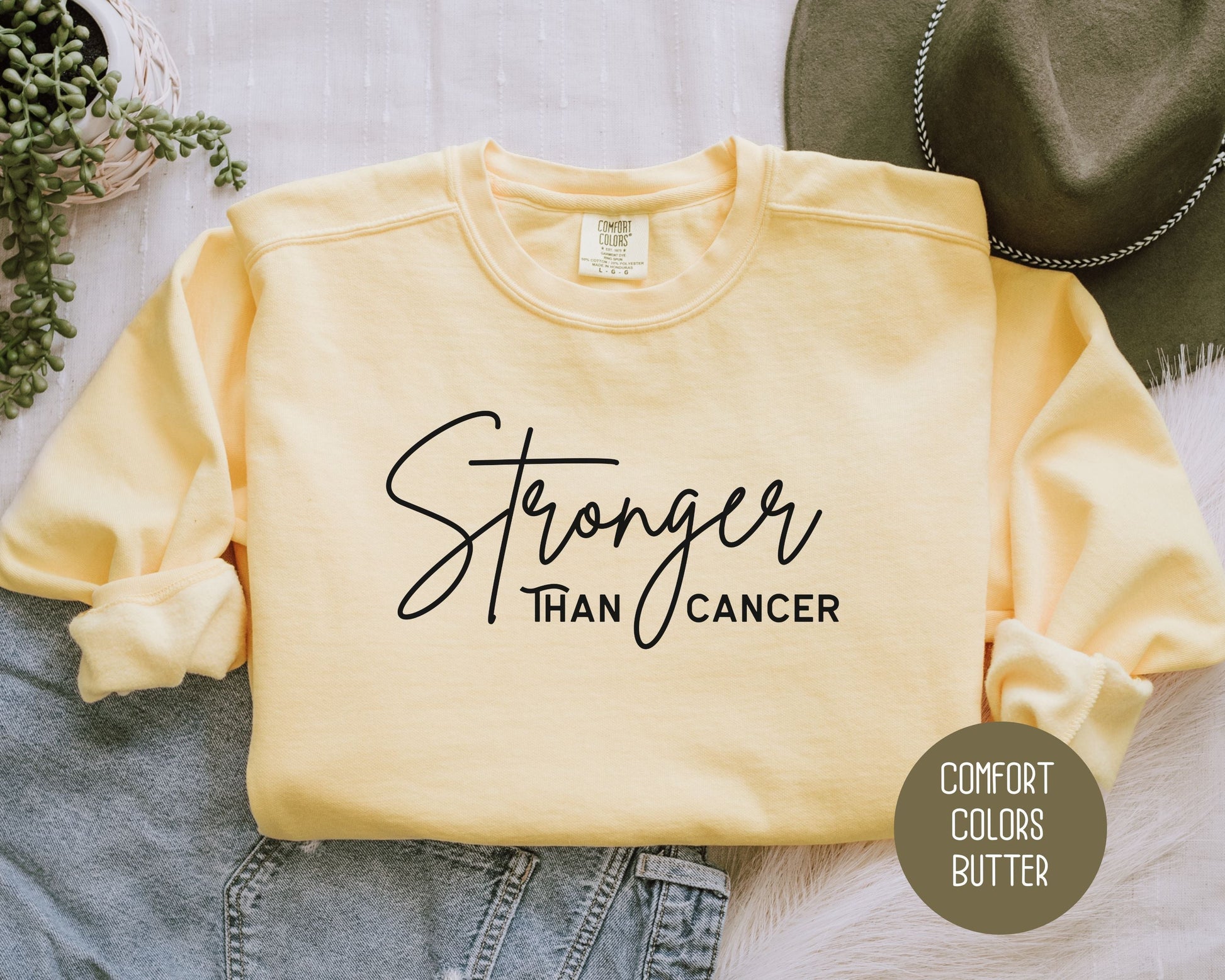 Stronger Than Cancer Comfort Colors Sweatshirt-2