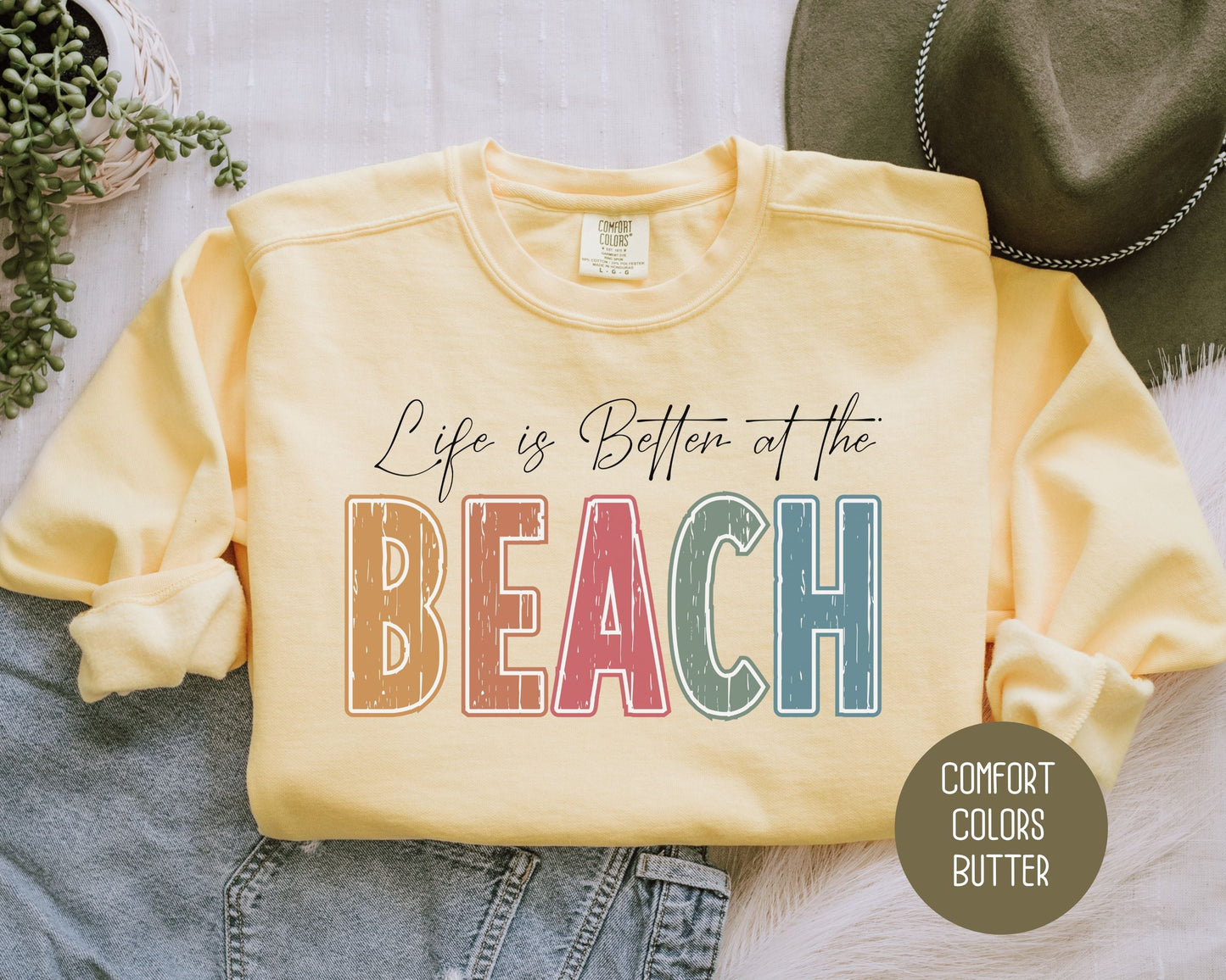 Life is Better at the Beach Comfort Colors Sweatshirt-0