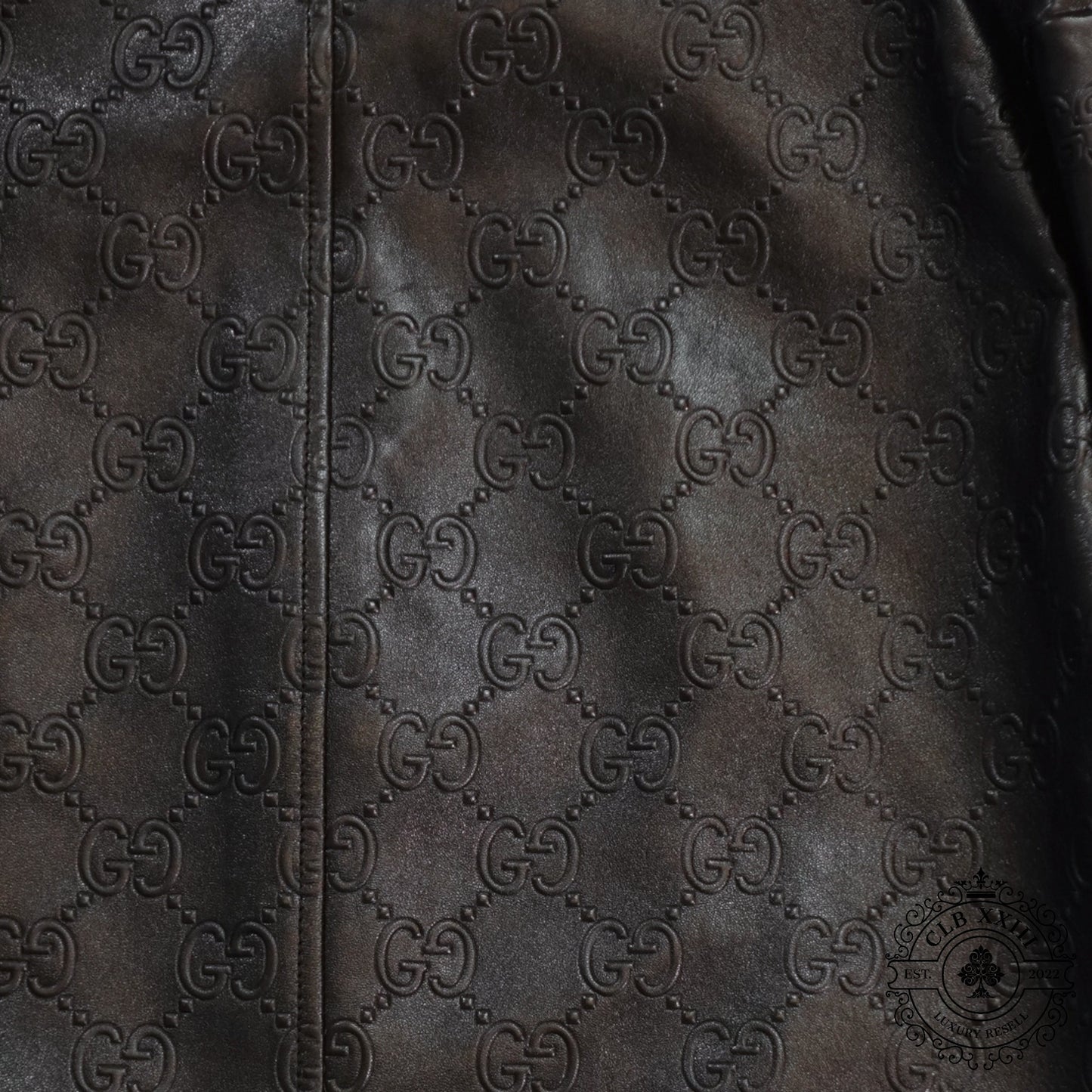 Gucci GG Leather Bomber Jacket in Black