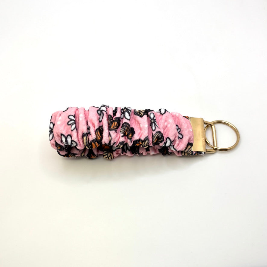 Pink Butterfly Spring Scrunchie Wristlet
