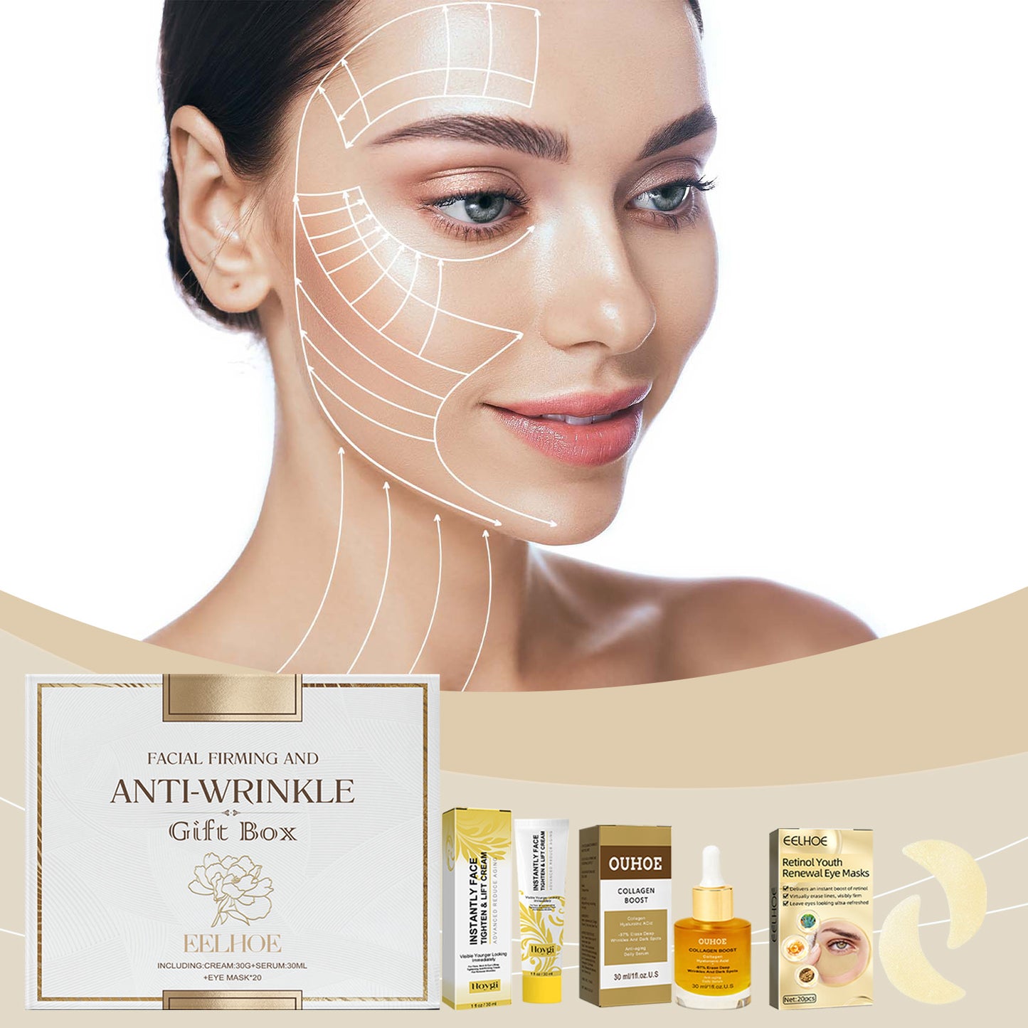 Facial Skin Care Gift Box, Moisturizing And Moisturizing Face And Eye Skin Rejuvenation Care And Lotion Set