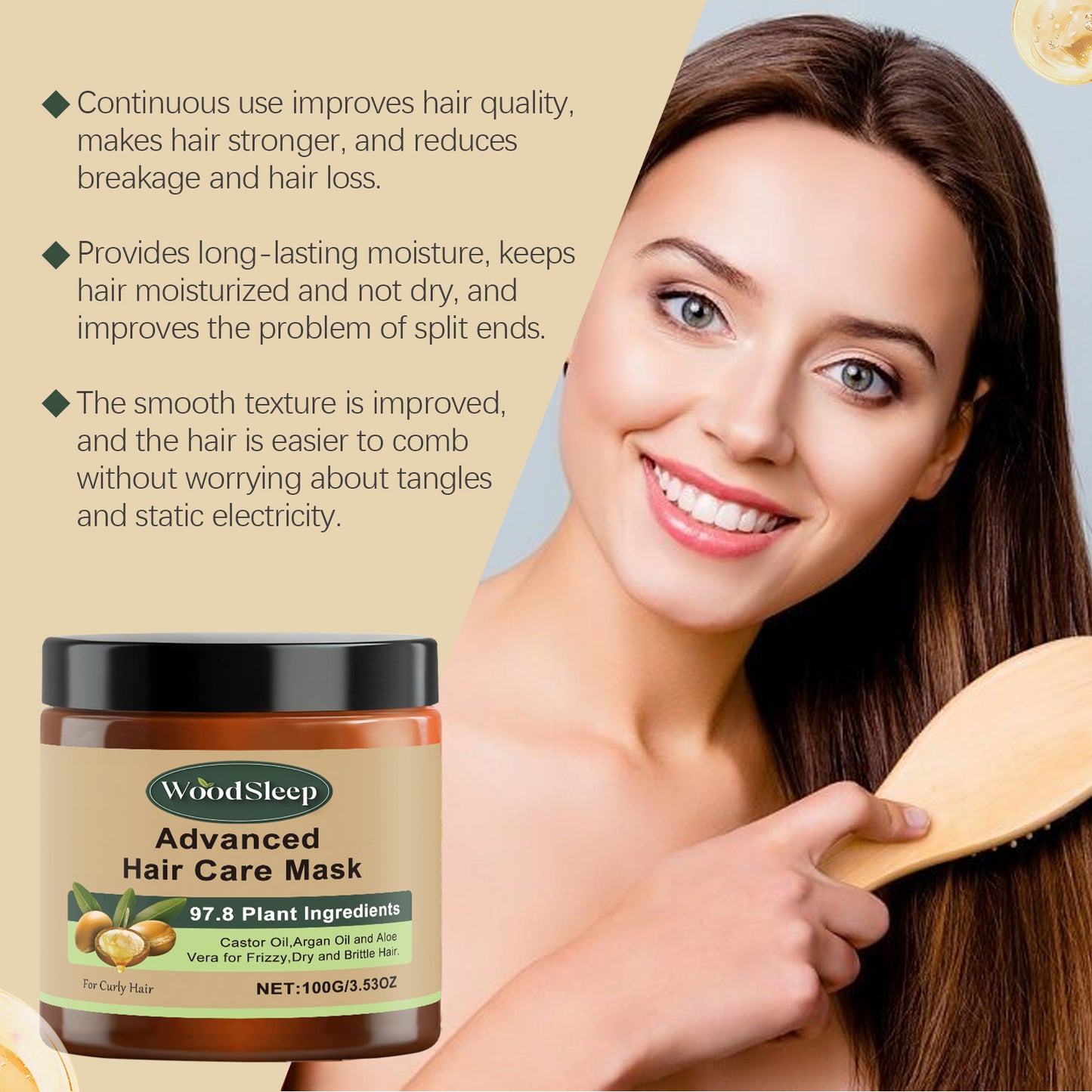 WoodSleep Moisturizing Treatment Hair Mask Nourishes And Improves Hair Frizz, Brightening Hair And Exuding Fragrance Hair Mask