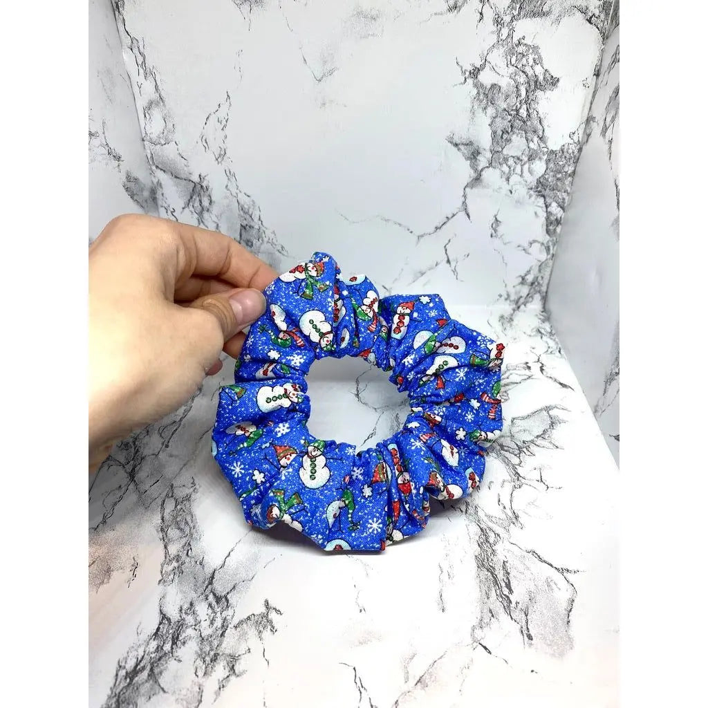 Mini Glitter Snowman Christmas Scrunchie