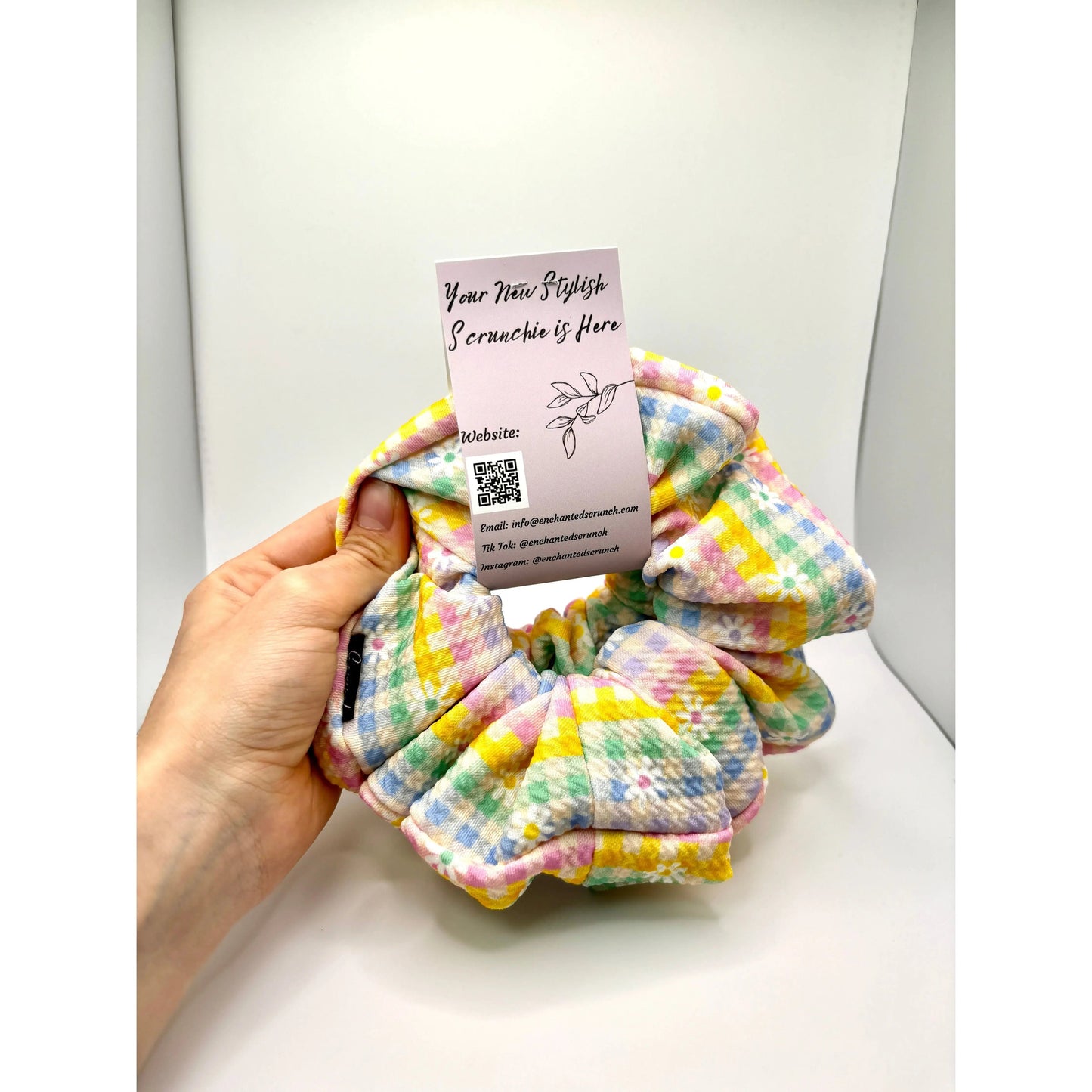 Spring Gingham Flower Mommy & Me Scrunchie Set