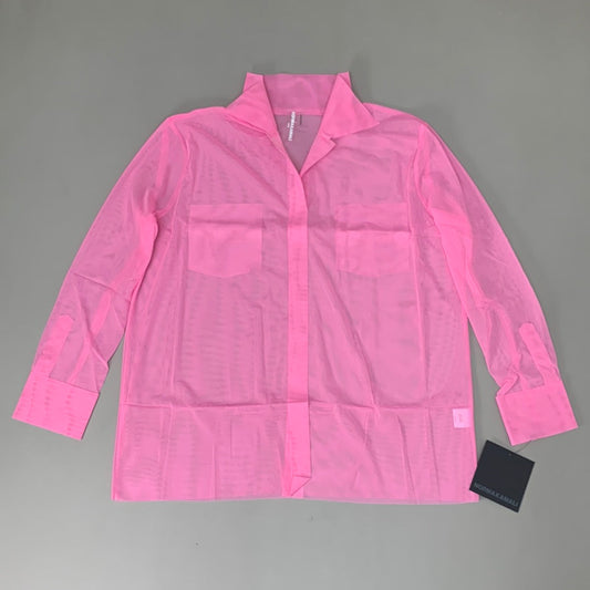 NORMA KAMALI Nk Shirt w/ Faux Pockets Sz M/38 Candy Pink ST1236MS963966