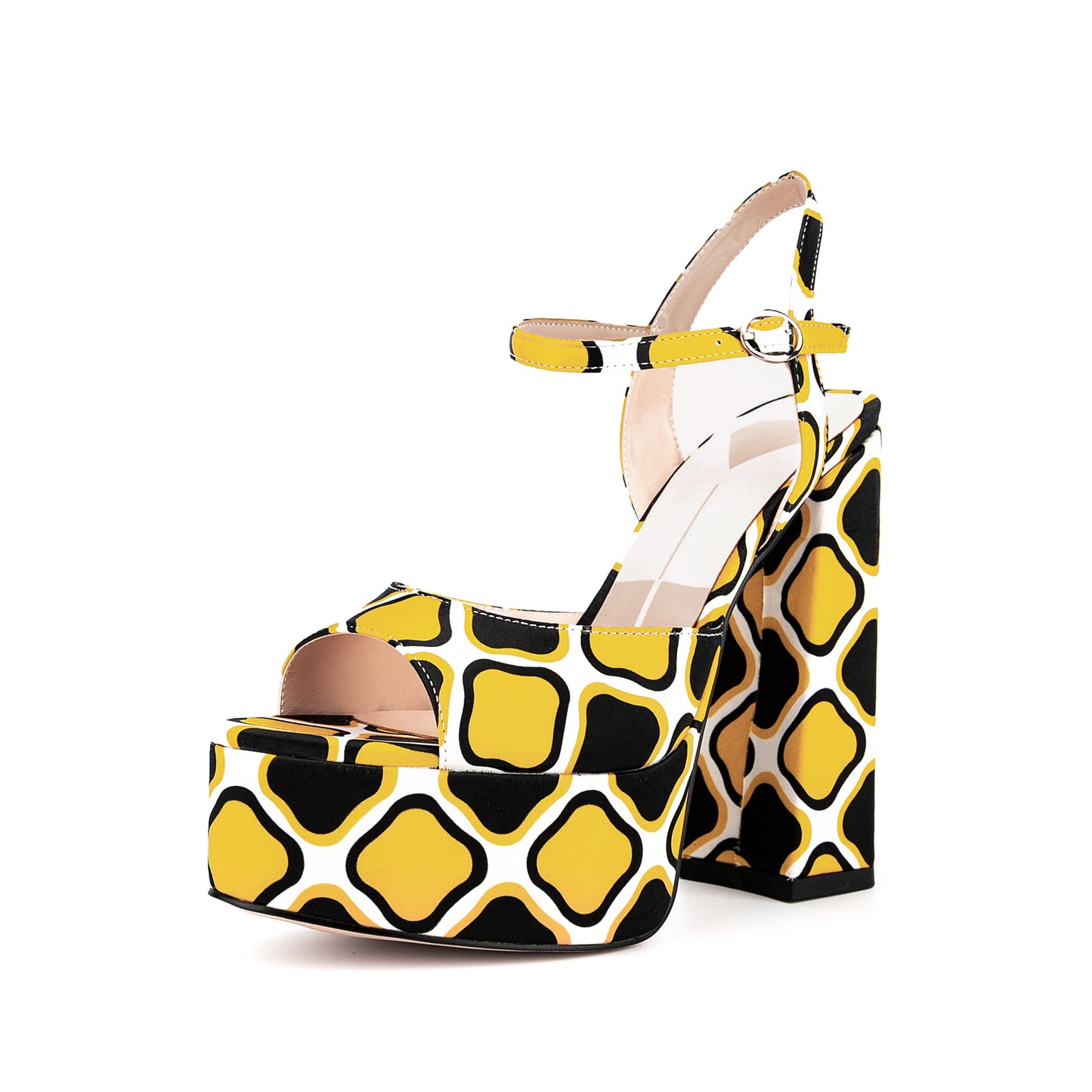 processing time:7-10 days after placing orders--Summer Chunky heels Sandals Mixed Colors Round toe Waterproof platform Buckle strap Printing Fashion sandals