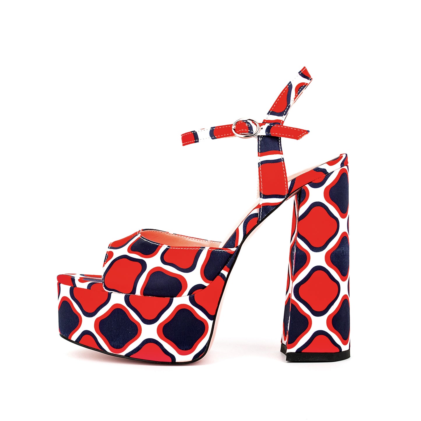processing time:7-10 days after placing orders--Summer Chunky heels Sandals Mixed Colors Round toe Waterproof platform Buckle strap Printing Fashion sandals