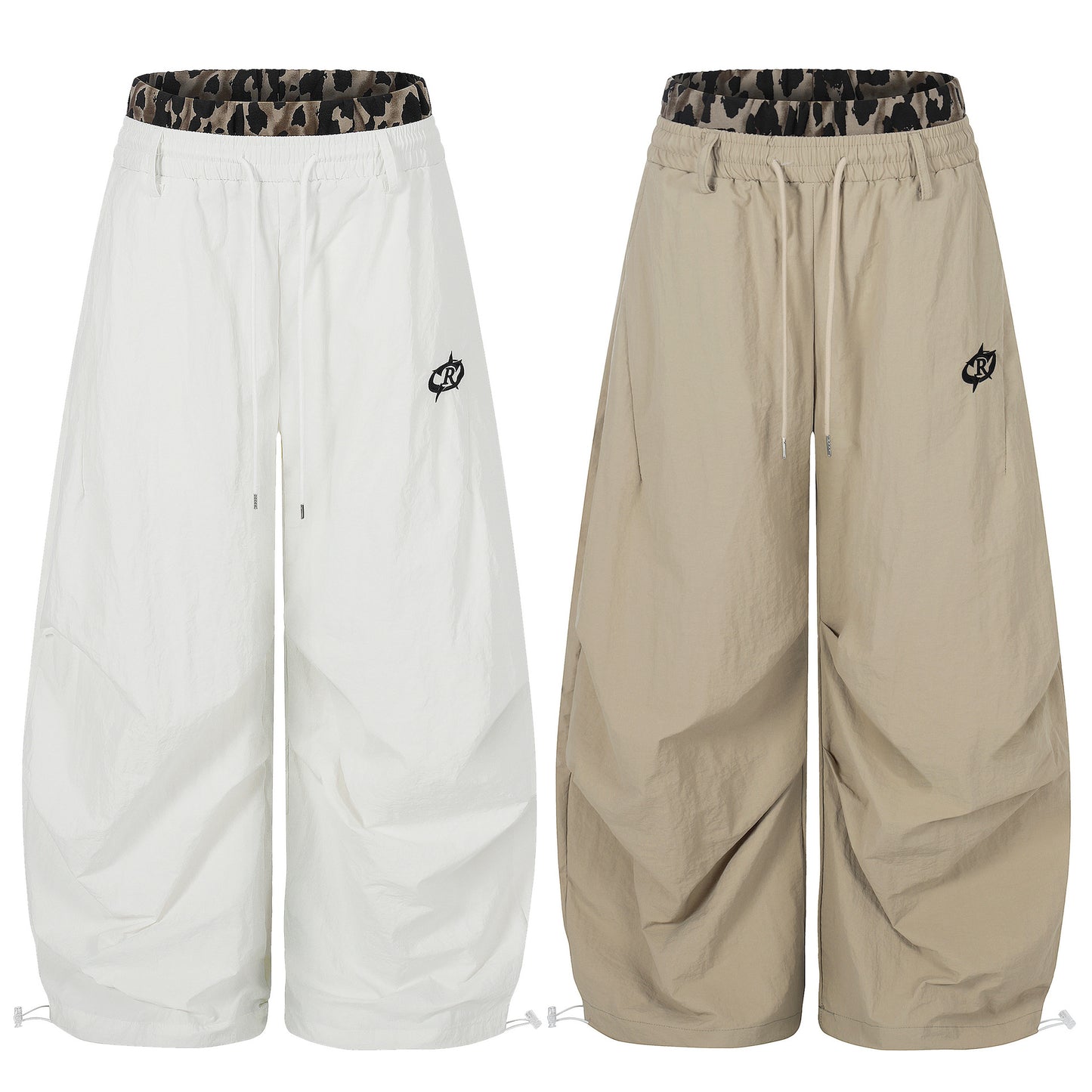 High-Waisted Drawstring Wide Leg Loose Slimming Versatile Cuffed Paratrooper Pants