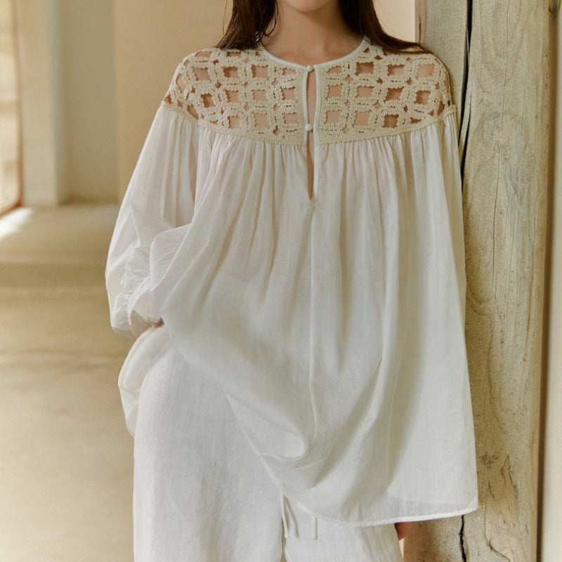 Lightweight Breathable Hollow Hand-Crocheted Seamless Loose Ramie Top