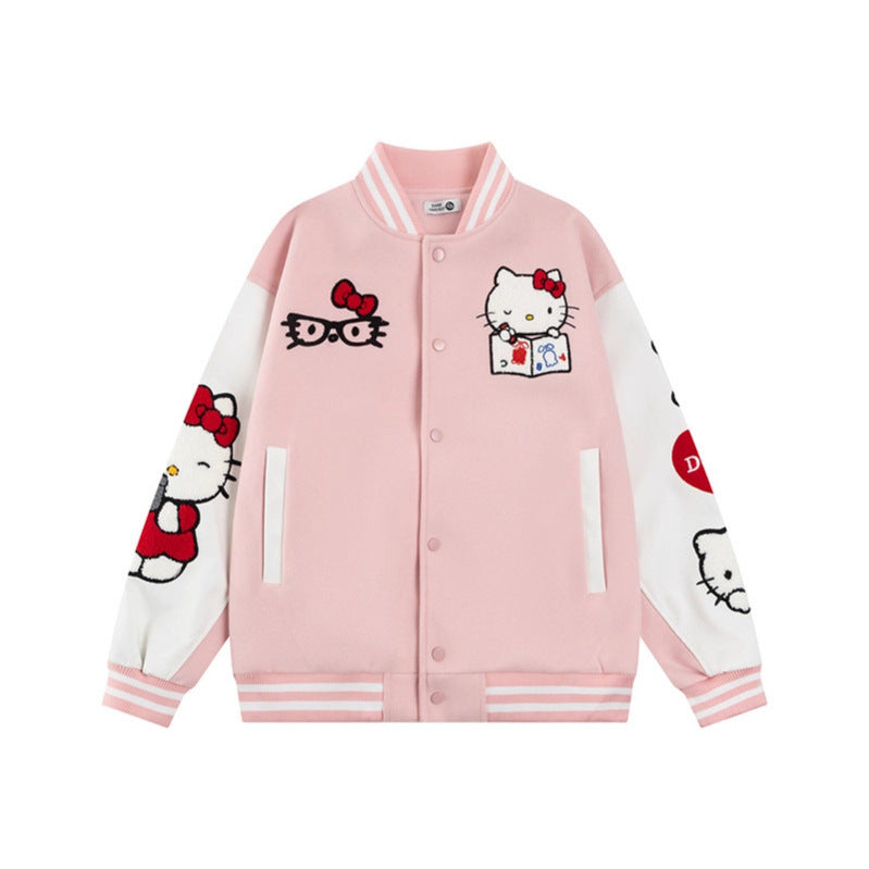Hello Kitty Embroidered Baseball Jacket