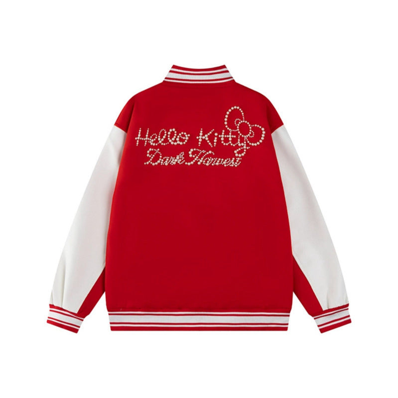 Hello Kitty Pearl Embroidered Baseball Jacket