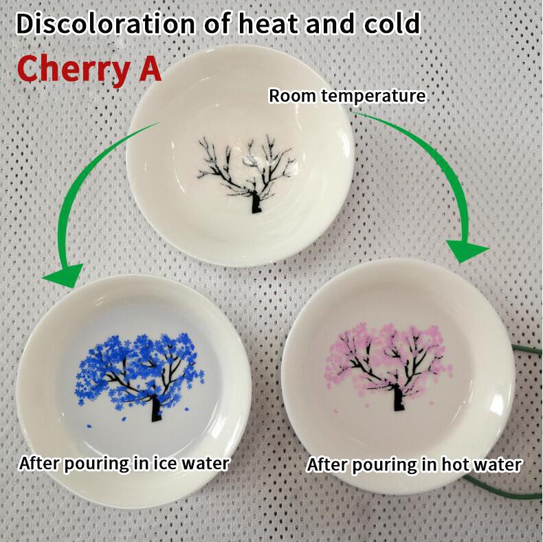 Japanese-style Cherry flower plum flower Sake Cup Water-stained Discoloration Cup Bowl Ceramic White Wine Peach Blossom Cup