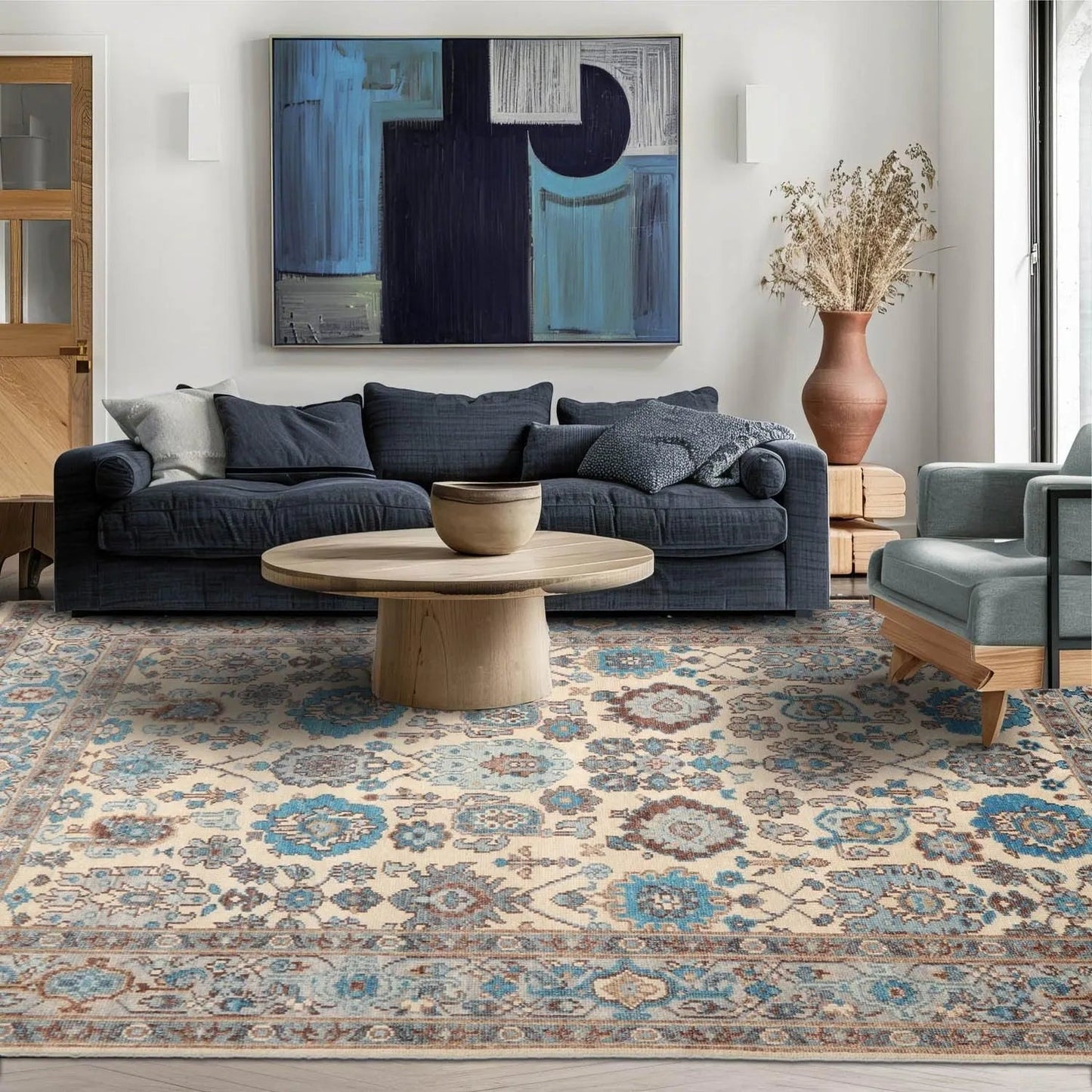 LoomBloom Multi Size Beige Hand Knotted Arts & Crafts/Mission Oushak Wool Oriental Area Rug-1