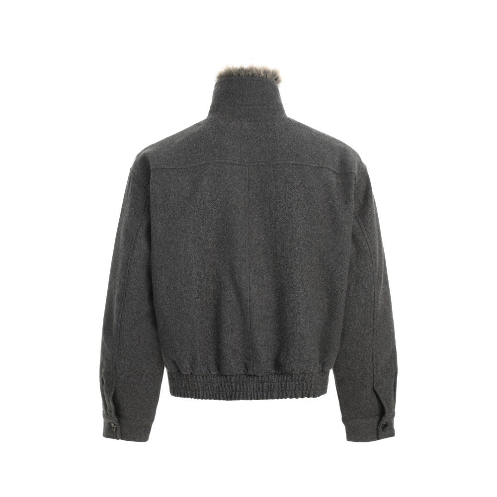 High necked woolen coat
